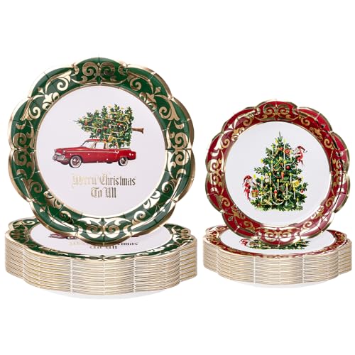 WRAPAHOLIC Weihnachtspappteller – 22,9 cm und 17,8 cm Weihnachtsbaum und Auto, Einwegteller, dekorative Speiseteller für Partygeschirr, Tischdekoration, 50 Stück WRAPAHOLIC Weihnachtspappteller – 22,9 cm und 17,8 cm Weihnachtsbaum und Auto, Einwegteller, dekorative Speiseteller für Partygeschirr, Tischdekoration, 50 Stück von WRAPAHOLIC