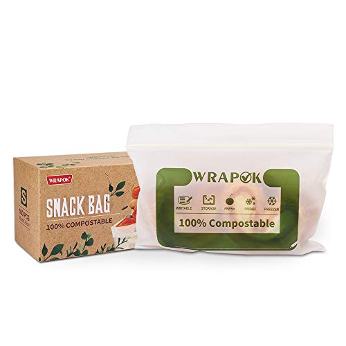 WRAPOK 100 % kompostierbare Snackbeutel, klein, biologisch abbaubar, Sandwich-Gefrierbeutel für Kekse, 100 Stück von WRAPOK