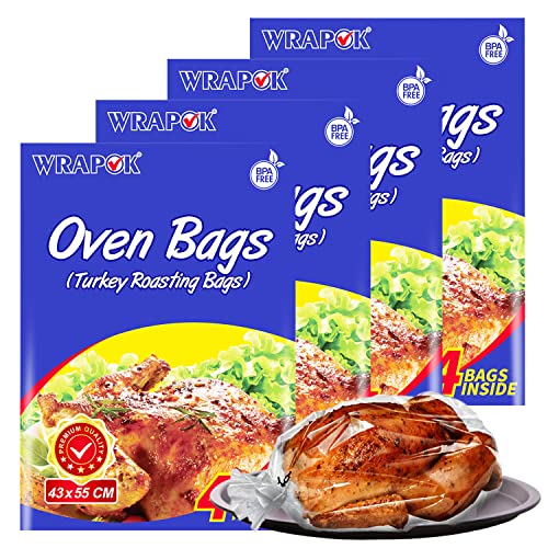 WRAPOK Bratbeutel Kochen Ofen Taschen Kleine - 16 Stück (25 x 38 cm) Für Mikrowellen die Türkei Huhn Fleisch Geflügel Fisch Meeresfrüchte Gemüse von WRAPOK