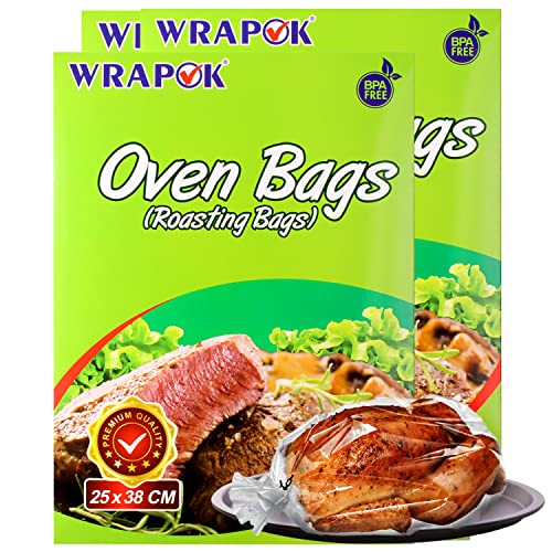 WRAPOK Bratbeutel Kochen Ofen Taschen Kleine - 16 Stück (43 x 55 cm) Für Mikrowellen die Türkei Huhn Fleisch Geflügel Fisch Meeresfrüchte Gemüse von WRAPOK