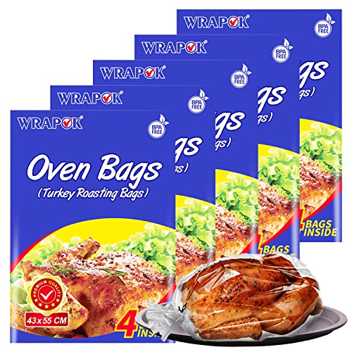 WRAPOK Bratbeutel Kochen Ofen Taschen Kleine - 20 Stück (25 x 38 cm) Für Mikrowellen die Türkei Huhn Fleisch Geflügel Fisch Meeresfrüchte Gemüse von WRAPOK