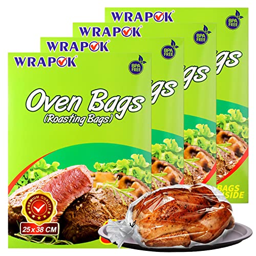 WRAPOK Bratbeutel Kochen Ofen Taschen Kleine - 32 Stück (43 x 55 cm) Für Mikrowellen die Türkei Huhn Fleisch Geflügel Fisch Meeresfrüchte Gemüse von WRAPOK