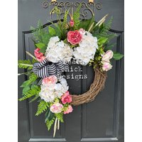 Frühlingskranz | Türkränze Cremekranz Tür Dekor Hortensien Kränze Sommerkranz Frühlingskranz | Türkränze Cremekranz Tür Dekor Hortensien Kränze Sommerkranz von WREATHCHICKDESIGN