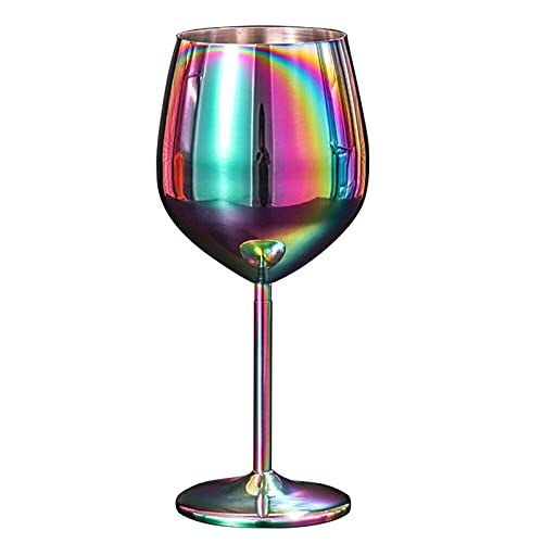 Sektgläser Edelstahl Champagnergläser, 500ml Weingläser mit Stiel aus Edelstahl für Cocktailgläser, Weingläser Rotweingläser Weinkelch Edelstahl Rotweinglas für Partys und Outdoor-Event (Colorful) von WRETKEON