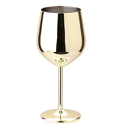 Sektgläser Edelstahl Champagnergläser, 500ml Weingläser mit Stiel aus Edelstahl für Cocktailgläser, Weingläser Rotweingläser Weinkelch Edelstahl Rotweinglas für Partys und Outdoor-Event (Gold) von WRETKEON