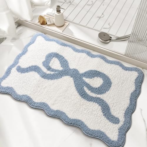 Elegante Badteppiche mit Schleife, ultraweich und rutschfest, mit wellenförmigen Kanten, saugfähiger Mikrofaser-Schleifen-Teppich, maschinenwaschbar, Badematten für Badezimmer, Schlafzimmer, Küche Elegante Badteppiche mit Schleife, ultraweich und rutschfest, mit wellenförmigen Kanten, saugfähiger Mikrofaser-Schleifen-Teppich, maschinenwaschbar, Badematten für Badezimmer, Schlafzimmer, Küche von WREWING