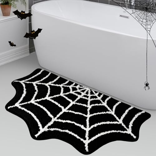 Gotische Halloween-Badematte, Spinnennetz-Badematte, Halloween-Badematte, extra weich, flauschig, saugfähig, rutschfest, lustiger Spinnennetz-Badteppich für Dusche, Schlafzimmer, Tür, 50,8 x 78,9 cm Gotische Halloween-Badematte, Spinnennetz-Badematte, Halloween-Badematte, extra weich, flauschig, saugfähig, rutschfest, lustiger Spinnennetz-Badteppich für Dusche, Schlafzimmer, Tür, 50,8 x 78,9 cm von WREWING