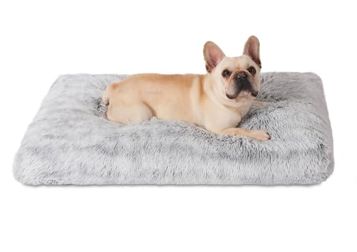 WREWING Großes flauschiges, beruhigendes Anti-Angst-Bett für Hunde und Katzen, waschbare Plüsch-Kunstfell-Haustiermatratze mit weicher, warmer, rutschfester Unterseite von WREWING