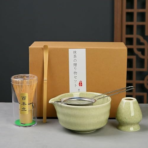 WREWING Premium 5-teiliges Matcha-Set: traditioneller Bambus-Schneebesen, Keramikschale, Sieb und Ständer, Komplett-Set für authentischen Tee WREWING Premium 5-teiliges Matcha-Set: traditioneller Bambus-Schneebesen, Keramikschale, Sieb und Ständer, Komplett-Set für authentischen Tee von WREWING