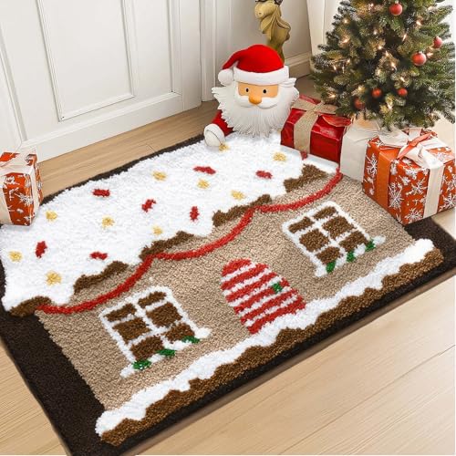 WREWING Weihnachtliche Lebkuchenhaus-Fußmatte, rutschfester Urlaubsteppich, gemütliche Winter-Bodenmatte, niedliche Weihnachts-Badematte, Dekoration, ultraweiche Mikrofaser, Badezimmer, Küche, 50,8 x WREWING Weihnachtliche Lebkuchenhaus-Fußmatte, rutschfester Urlaubsteppich, gemütliche Winter-Bodenmatte, niedliche Weihnachts-Badematte, Dekoration, ultraweiche Mikrofaser, Badezimmer, Küche, 50,8 x von WREWING