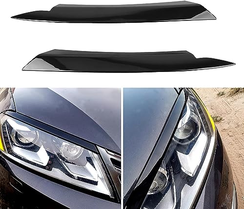WRHOME Auto Frontscheinwerfer Lampe Augenbrauen Für VW Passat B7 2010-2014,Scheinwerfer Augenbrauen Augenlid Abdeckung,A-Gloss Black von WRHOME