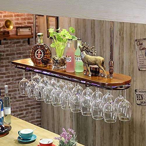 WRHOPR Regal Vintage-Metall-Bar-Weinglas-Hängeregal, industrieller umgedrehter Stielglas-Becher-Weinglashalter, schwimmendes Regal für Geschirrflaschen für die Wohnküche von WRHOPR
