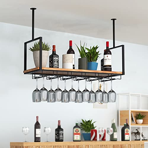 WRHOPR Weinregal - Weinglasregal aus Metall, schwebendes Regal mit hängendem Glashalter, Präsentationsständer für Geschirr und Flaschen für das Café zu Hause, Bar, 3 Farben von WRHOPR
