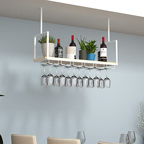 WRHOPR Weinregal - Weinglasregal aus Metall, schwebendes Regal mit hängendem Glashalter, Präsentationsständer für Geschirr und Flaschen für das Café zu Hause, Bar, 3 Farben von WRHOPR