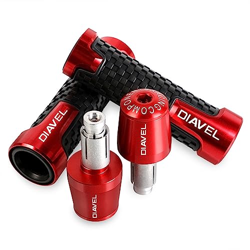 WRIDEX Motorrad Griff Bar Lenker Enden Kappe Anti-Skid Stecker Handgriffe Abdeckung FÜR Ducati DIAVEL 1200 1260 S 2011-2014 2015 2016 2017 Lenkergriffe (Color : Red) von WRIDEX
