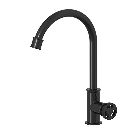 Küchenarmatur Spüle Wasserhahn Vintage Industrieller Stil Einlochmontage Kaltwasserhahn Schwarzer Retro Messing Mischbatterie von WRISCG