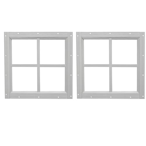 WRISIN 2 Stück Schuppenfenster, 30,5 cm B x 30,5 cm H, Unterputzmontage, weiße Haushaltsfenster, kleine Fenster für Spielhäuser, Scheunen, Hühnerstall von WRISIN