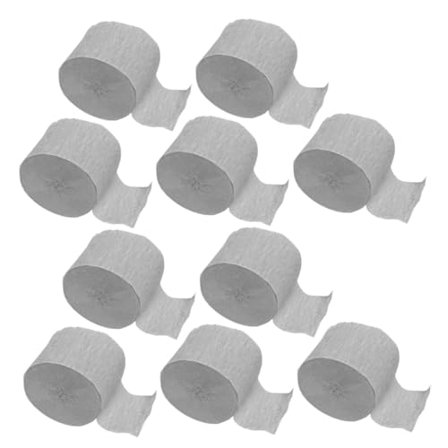 WRITWAA 10 Rollen Silber Crepe Paper Streamer Party Deko für Geburtstag Hochzeit Festliche DIY Luftschlangen Hängende Dekorationen Flexibel und Einfach zu Befestigen von WRITWAA