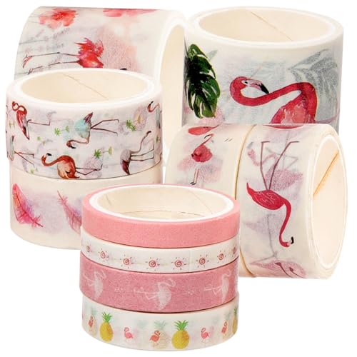 WRITWAA 10 Rollen Teiliges Vintage Washi Tape Flamingo Design Dünnes Leicht Abziehbares Masking Tape für DIY Bastelarbeiten Scrapbooking und Ästhetische Journaling Dekoration WRITWAA 10 Rollen Teiliges Vintage Washi Tape Flamingo Design Dünnes Leicht Abziehbares Masking Tape für DIY Bastelarbeiten Scrapbooking und Ästhetische Journaling Dekoration von WRITWAA