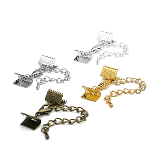 WRITWAA 10 Stück Teiliges Texturierte Crimp endklemmen für Schmuckherstellung Geeignet für Bänder Lederbänder und Schnüre Inklusive Eisenkette und Karabinerverschluss DIY Kettenverschluss WRITWAA 10 Stück Teiliges Texturierte Crimp endklemmen für Schmuckherstellung Geeignet für Bänder Lederbänder und Schnüre Inklusive Eisenkette und Karabinerverschluss DIY Kettenverschluss von WRITWAA