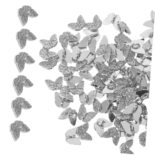 WRITWAA 100 Stück Mini Schmetterlingsknöpfe Silber für Puppenkleidung DIY Nähen Zierknöpfe Bastelknöpfe Puppenbekleidung Zubehör Handarbeit von WRITWAA