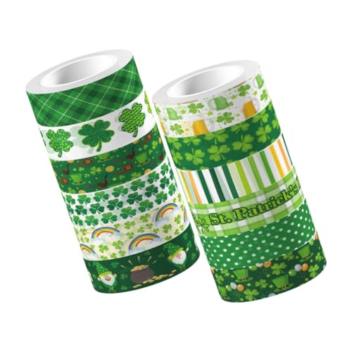 WRITWAA 12 Rollen Vintage Washi Tape mit Kleeblatt motiv Transparentes Scrapbook Klebeband für DIY Scrapbooking Tagebuchgestaltung Vielseitiges Dekoratives Masking Tape von WRITWAA