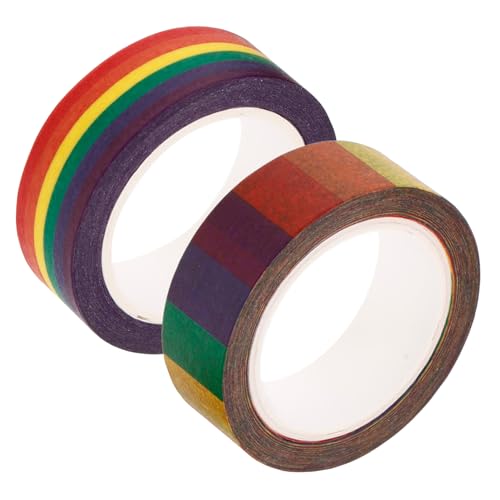 WRITWAA 2 Rollen Bunte Rainbow Washi Tape DIY Scrapbooking Dekoratives Klebeband Handliche Leicht Abreißbare Klebebänder für Tagebücher Planer und Bastelprojekte Rückstandsfrei Entfernbar von WRITWAA
