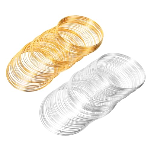 WRITWAA 2 Rollen Edelstahl Schmuckdraht Schmuckbasteldraht Biegsam Cuttable Schmuckdraht für DIY Perlenherstellung Gold Silberfarben Vielseitig für Schmuckherstellung und Bastelprojekte von WRITWAA
