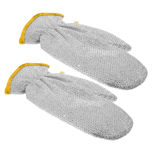 WRITWAA 2 Stück Anti-Scenen-Spülhandschuhe nützliche Handschuhe Haushaltsreinigungshandschuhe wiederverwendbare Handschuhe zur Reinigung Handschuh waschen PVC-Futter Silber Zufällige Farbe von WRITWAA