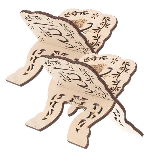 WRITWAA 2 Stück Holz Buchhalter Multifunktionaler Leseständer mit Filigranem Hohlmuster Kompakter Stabiler Desktop Bücherständer für Rezepte und Bücher als Dekoratives Regal und von WRITWAA