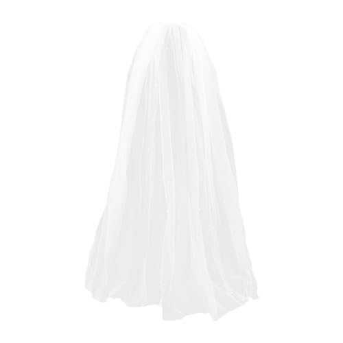 WRITWAA 2 Stück Teiliges Kurzes Weißer Tüll Hochzeitsschleier mit Eleganten Imitationsperlen Leichter Brautkopfschmuck für Bachelorette-events und Romantische Zeremonien von WRITWAA