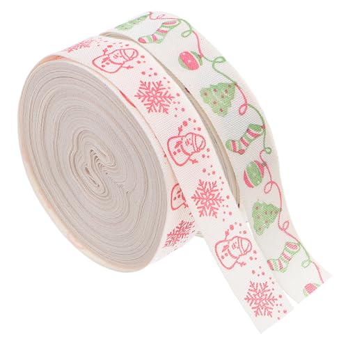 WRITWAA 2 Stück Weihnachts-Baumwollbänder, Weihnachtsgeschenkverpackung, Weihnachtsbaum, Schneeflocke, Schneemann, Strümpfe, Kugelband für Weihnachtsbäume, DIY-Kränze, Dekorationen WRITWAA 2 Stück Weihnachts-Baumwollbänder, Weihnachtsgeschenkverpackung, Weihnachtsbaum, Schneeflocke, Schneemann, Strümpfe, Kugelband für Weihnachtsbäume, DIY-Kränze, Dekorationen von WRITWAA