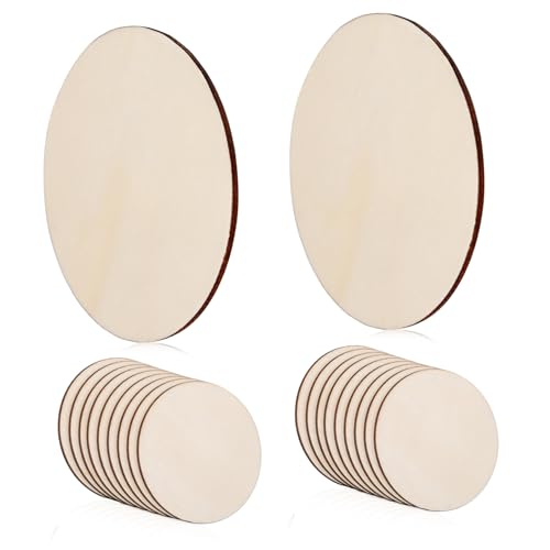 WRITWAA 20 Stück DIY Holzscheiben Rund Holzrohlinge für Basteln Blanko Holzscheiben mit Glatter Oberfläche Natürliche Baumscheiben für Untersetzer Dekoration und Kreative von WRITWAA