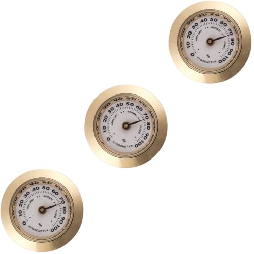 WRITWAA 3 Stück Hygrometer Drinnen Klein Mechanisch Feuchtigkeit Analog Humidor Hydrometer Metall von WRITWAA