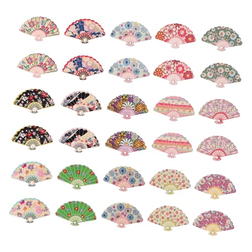 WRITWAA 30 Stück Teiliges DIY Holz Fächer Bunte Holzanhänger zum Bemalen Handgefertigte Holzornamente für Kreatives Basteln und Dekoration Sicher Langlebig und Vielseitig für Heim und von WRITWAA