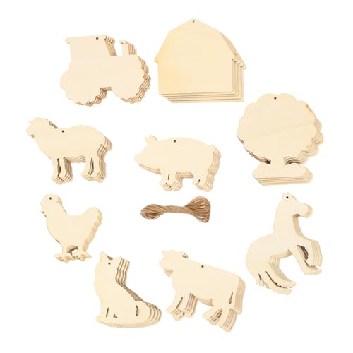 WRITWAA 45 Stück Teiliges Unbemalte Holzscheiben für DIY Bastelprojekte Stabile Holzanhänger mit Glatter Oberfläche für Malerei Graffiti Dekoration und Kreative Handarbeiten von WRITWAA