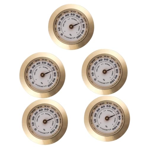 WRITWAA 5 Stück Hygrometer Humidor Analog Klein Feuchtigkeit Mechanisch Hydrometer Drinnen Metall von WRITWAA