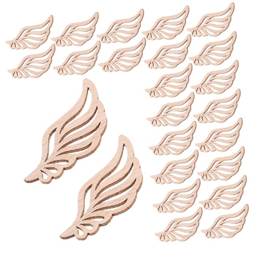 WRITWAA 50 Stück Engelsholzflügel aus Naturbelassenem Holz Robust für DIY Bastelprojekte Weihnachtsbaumdeko Vielseitig für Heim Schule Atelier Geeignet von WRITWAA