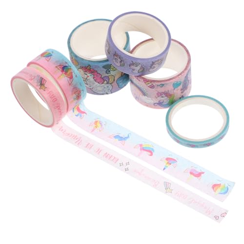 WRITWAA 6 Rollen DIY Papierklebeband Multifunktionales Scrapbook Tape Selbstklebend Niedliches Einhorn Design Vielseitig für Tagebuch Geschenkdekoration Bastelbedarf für Mädchen von WRITWAA