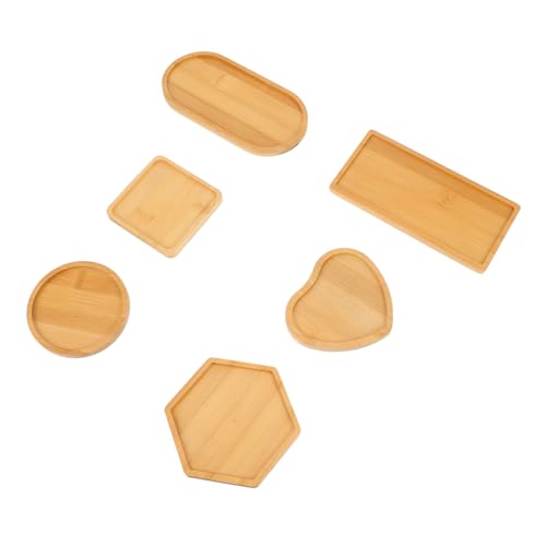 WRITWAA 6 Stück Teiliges DIY Holztablett Mosaikfüllbares Dekotablett Originelles Serviertablett Verschiedene Formen Natürliche Holzoberfläche Für Heim Bürodekoration von WRITWAA