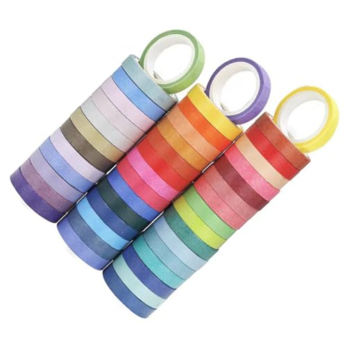 WRITWAA 60 Rollen Farbiges Washi Tape Vielseitige Klebebänder für DIY Scrapbooking Geschenkverpackung Journal Planerdekoration Leicht Abreißbar Rückstandsfrei von WRITWAA