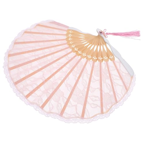 WRITWAA Eleganter Faltbarer Spitzen Handfächer mit Quaste Leichter Vintage Fächer für Hochzeit Tanz Party und Sommerreise Robustes Design Tragbar und Multifunktional für Damen und von WRITWAA