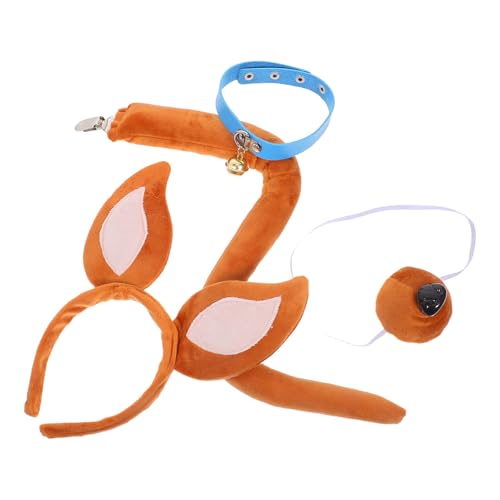 WRITWAA Hundekostüm-Set: Welpenohren, Stirnband, simulierte Hundenase, Fliege, Tier-Cosplay-Zubehör für, Halloween, Rollenspiele, Anzieh-Requisiten von WRITWAA