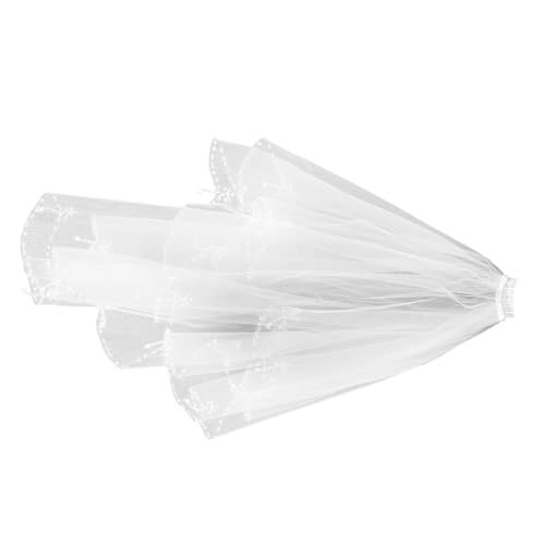 WRITWAA Kurzer Weißer Brautschleier mit Filigraner Perlenbestickung Eleganter Brautkopfschmuck für Hochzeit Verlobung und Festliche Anlässe Stilvolles Brautaccessoire von WRITWAA