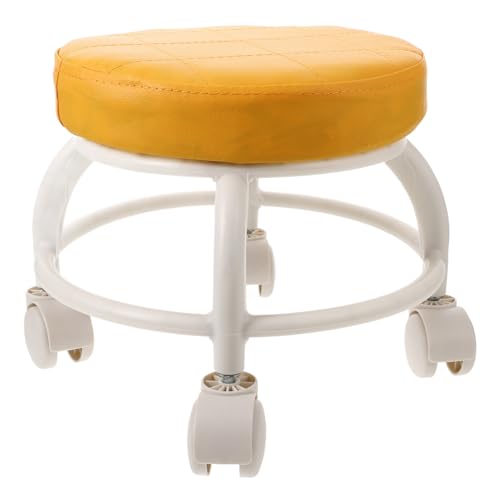 WRITWAA Pediküre Hocker Rad Ergonomisch Zu Kurzer Hocker Gepolstert Nagel Rollen Sitz Stühle Tragbar Auf Rädern Kosmetikerin Universeller Rollhocker Garagenhocker Orange Plastik von WRITWAA
