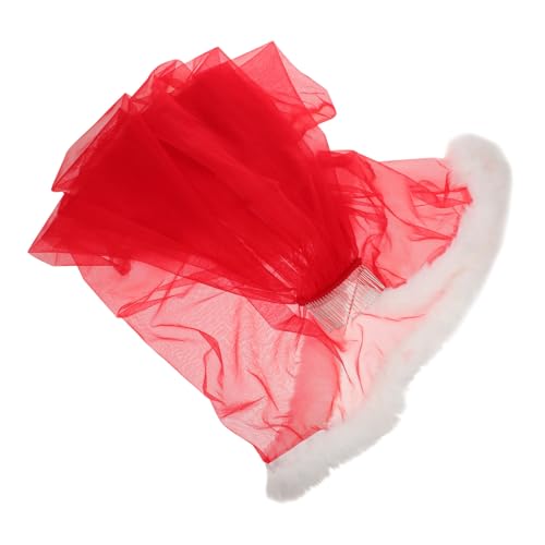 WRITWAA Rotes Kurzes Brautschleier aus Tüll mit Flauschigem Saum Festliches Haaraccessoire für Weihnachtsfeiern Hochzeiten und Festliche Anlässe Leicht und Komfortabel für Damen von WRITWAA