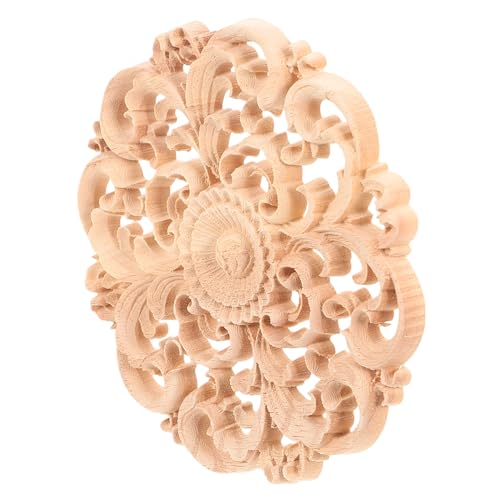 WRITWAA Rundes Holzornament Vintage Holzapplikation Unbemalt Naturholz Geschnitzte Zierleiste für Möbel Türen Wände Dekoration DIY von WRITWAA