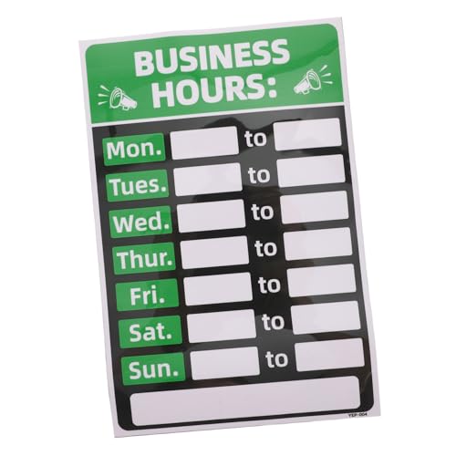WRITWAA Selbstklebende Wiederbeschreibbare Geschäftsschilder Wetterfeste Grüne Öffnungszeiten aufkleber für Unternehmen Einfache Anbringung Wiederverwendbare Bank Stundenetiketten von WRITWAA