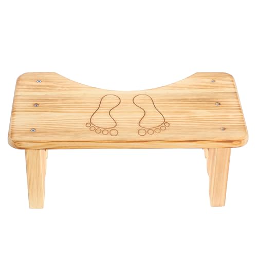 WRITWAA Toilettenhocker Fußhocker badezimmerhocker wc-Sitz Toilettenschemel Toilettensitz Töpfchen Hocker Poop hocker Erwachsene Toilettentritthocker Toilettenbeinhocker hölzern Khaki von WRITWAA