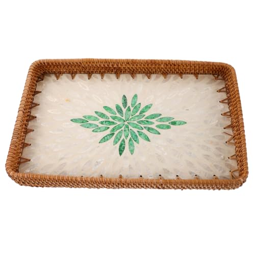 WRITWAA Woven Tray mit Einzigartigem Muschel-Design Handgefertigtes Badezimmer-tablett für Handtücher Kosmetik und Snacks Atmungsaktives Multi-funktions-tablett für Badezimmer Couchtisch von WRITWAA